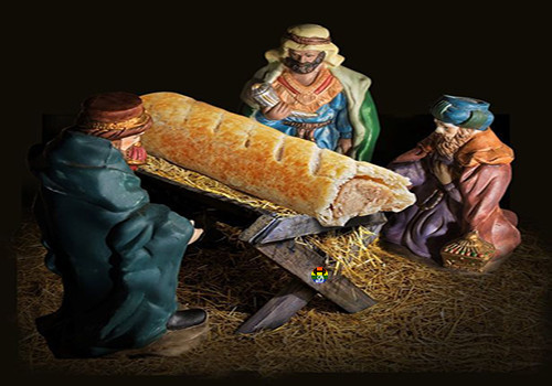 HD Menino Jesus substituído por um folhado de sal