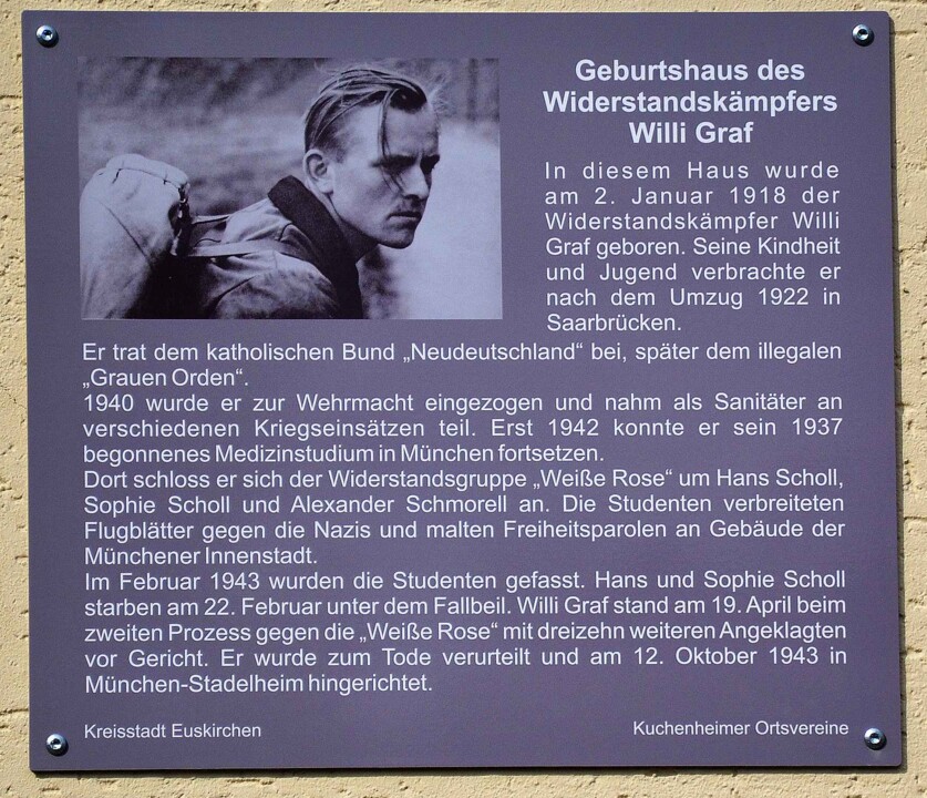 Willi Graf - Placa de homenagem na casa onde nasce