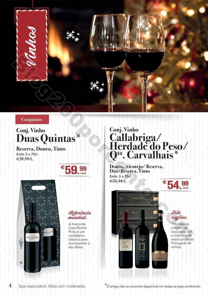 folheto promoções Continente Natal bebidas 29out-23dez