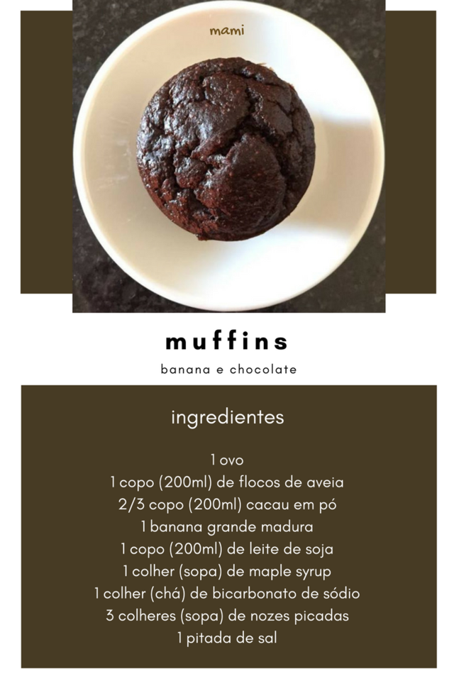 muffins de banana e cacau