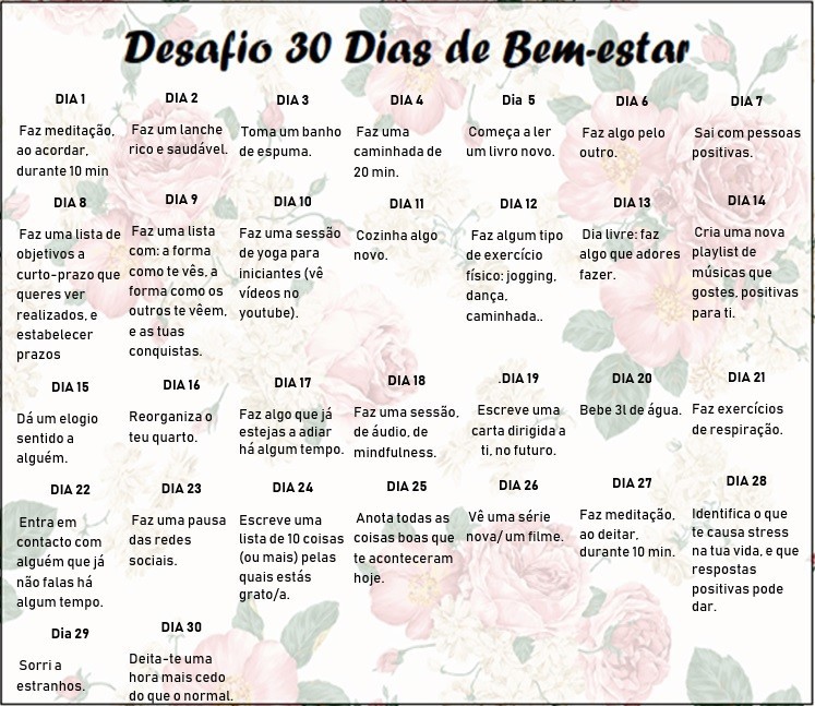 Desafio: 30 Dias de Bem-estar - umacartaforadobaralho