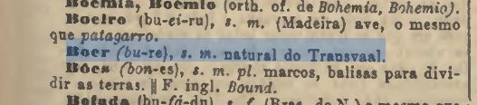 Boer (Diccionario Aulete, 2.ª ed., Lisboa, Parceria A.M. Pereira, 1925